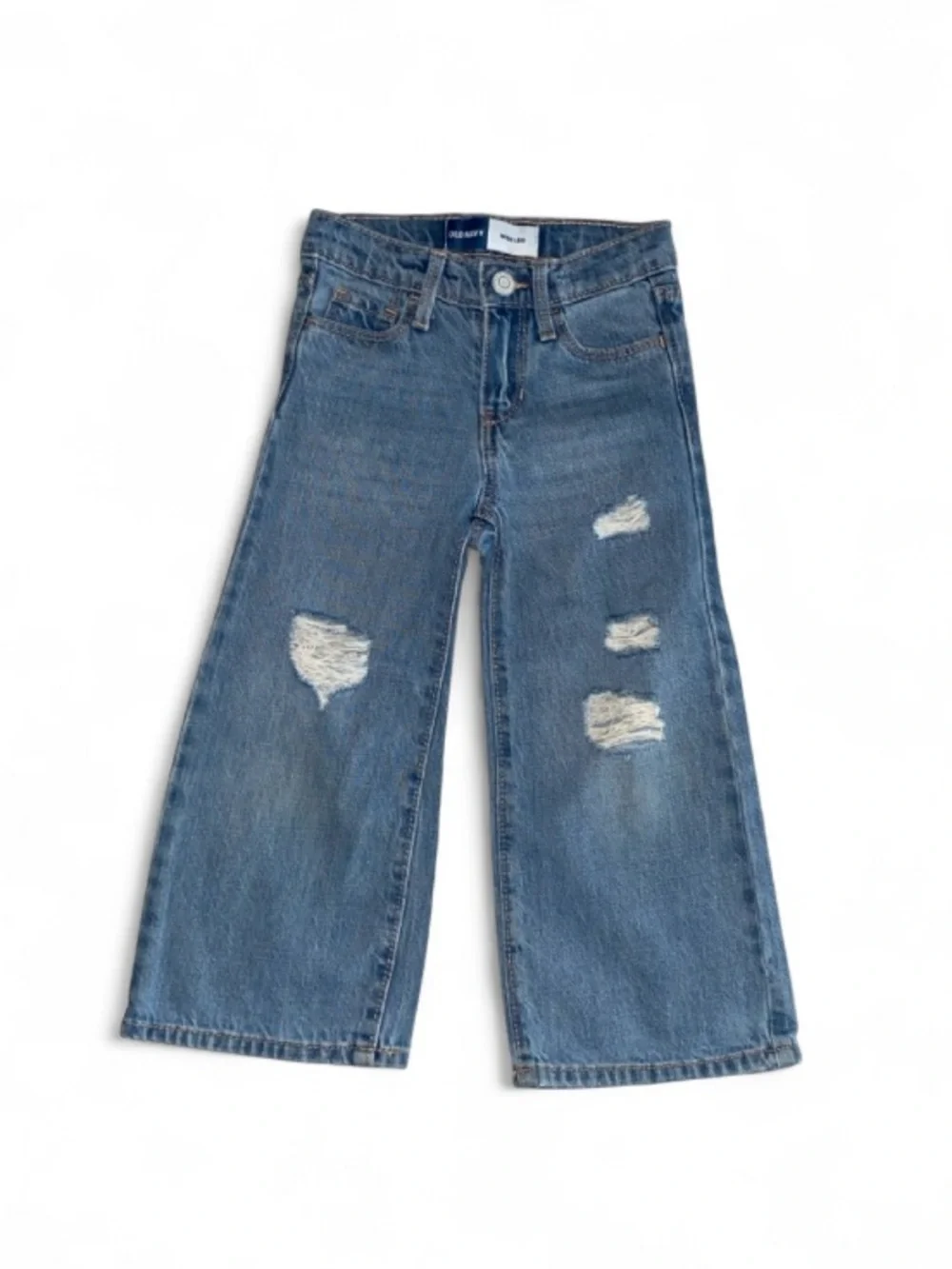 Old Navy Girls Distressed Wide-Leg Jeans - Blue